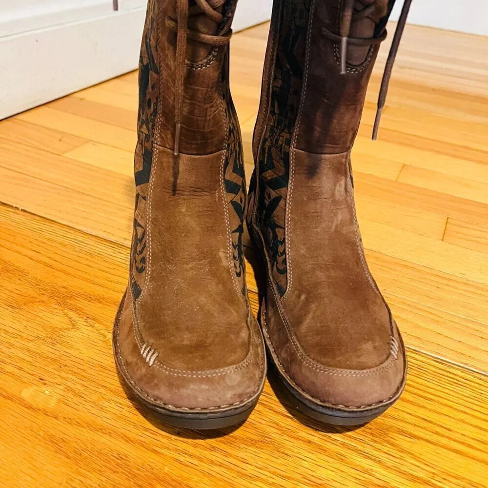 TEVA Kiru Brown Nubuck Leather Aztec Fleece Lined Mid Calf Boots Women's 8.5 - Picture 14 of 16